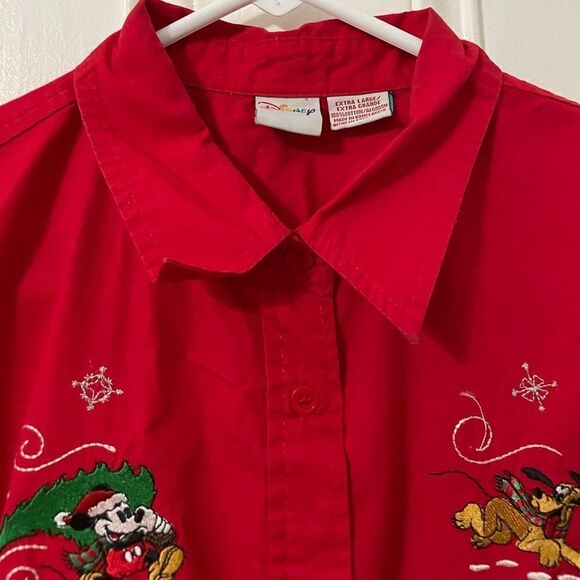 Disney Christmas Mickey and Snoopy long sleeve button down - Picture 4 of 6